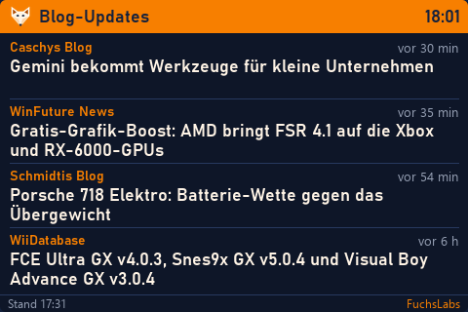 Blog-Updates im dunklen Design